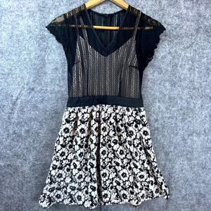 Anthropologie Madchen Edwina Dress 0 Black Sheer Lace Whimsigoth Slip Layered